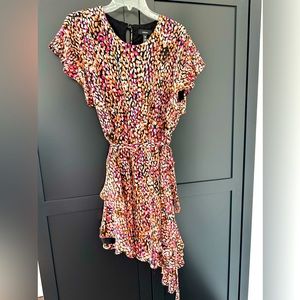 AQUA Sweet asymmetrical hem dress with sash